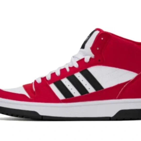 Adidas Red and White Sneakers with Black Stripes - Picture 2 of 7